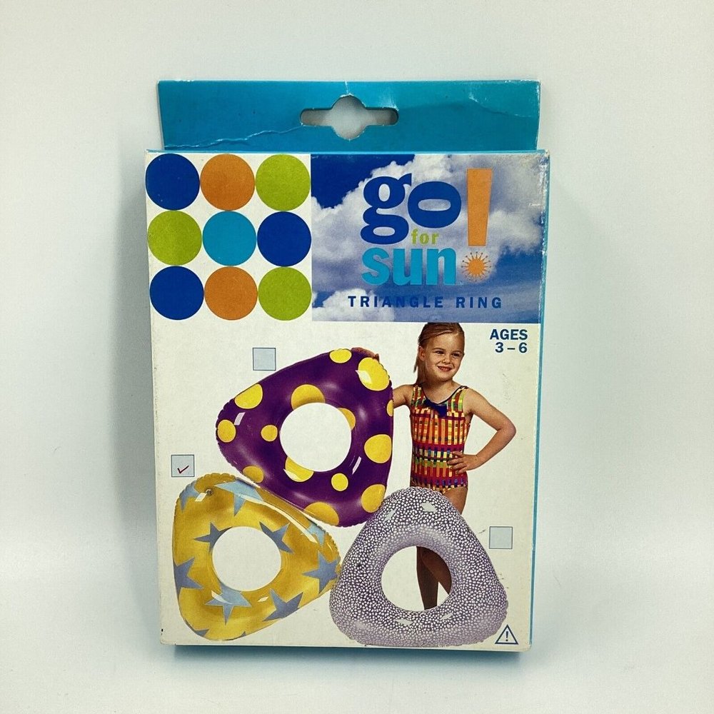 Go For Sun Mosaic Pool Triangle Ring Tube Yellow Silver Vintage 1999 New!